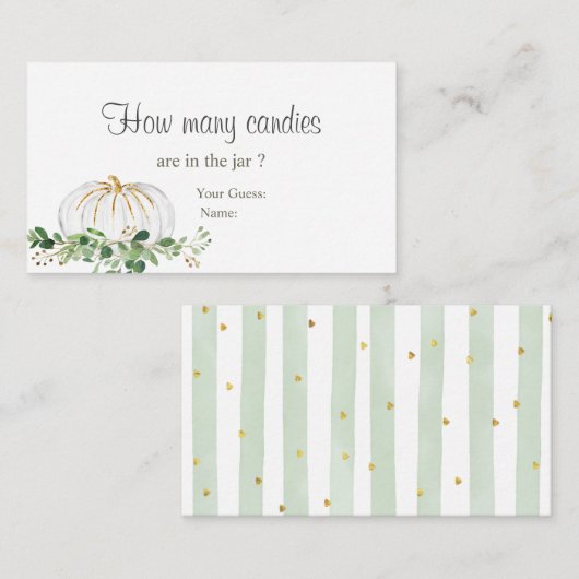 White Pumpkin Greenery Floral Hoeveel Snoepjes Informatiekaartje (Voorkant / Achterkant)