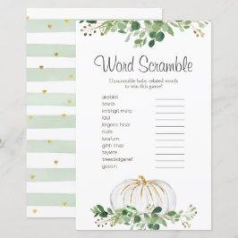 White Pumpkin Greenery Floral Word Scramble