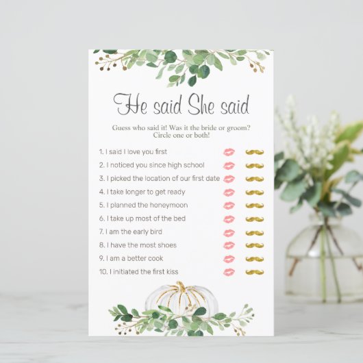 White Pumpkin Greenery Floral zei dat ze zei (Staand voorkant)