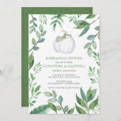 White Pumpkin Greenery Rehearsal Dinner Invitation Kaart (Voorkant / Achterkant)