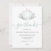 White Pumpkin Greenery Thanksgiving Dinner Kaart (Voorkant)