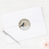 White Pumpkin Happy Harvest Ronde Sticker (Envelop)
