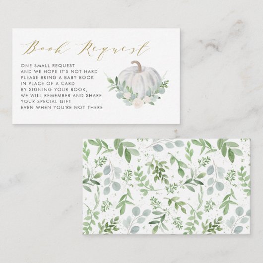 White Pumpkin Herfst Baby shower Book Request Kaar Plaatskaartje (Voorkant / Achterkant)