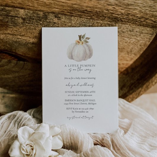 White Pumpkin Herfst Baby shower Uitnodiging