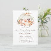 White Pumpkin Herfst Blush Oranje Floral Wedding Kaart (Staand voorkant)