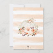 White Pumpkin Herfst Blush Oranje Floral Wedding Kaart (Achterkant)