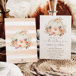 White Pumpkin Herfst Blush Oranje Floral Wedding Kaart