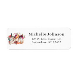 White Pumpkin Herfst Floral Return Address Label