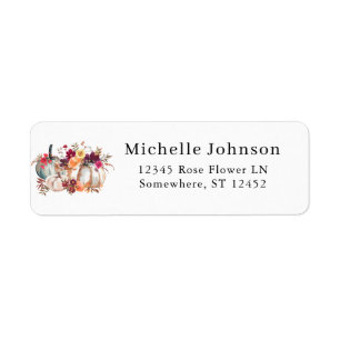 White Pumpkin Herfst Floral Return Address Label