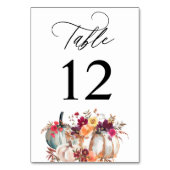 White Pumpkin Herfst Floral Table Number Kaart (Achterkant)