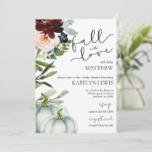 White Pumpkin Herfst in Love Baby shower Invitatio Kaart (Staand voorkant)