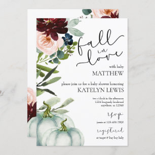 White Pumpkin Herfst in Love Baby shower Invitatio Kaart