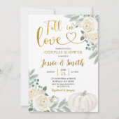 White Pumpkin Herfst in Love Couple Shower Kaart (Voorkant)