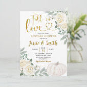 White Pumpkin Herfst in Love Couple Shower Kaart (Staand voorkant)