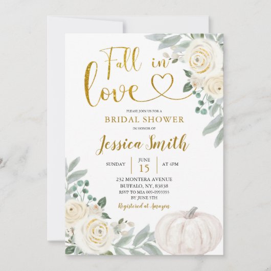 White Pumpkin Herfst in Love Vrijgezellenfeest Kaart (Voorkant)