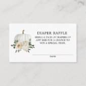 White Pumpkin Herfst Theme Diaper Raffle Ticket En Informatiekaartje (Voorkant)