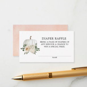 White Pumpkin Herfst Theme Diaper Raffle Ticket En Informatiekaartje