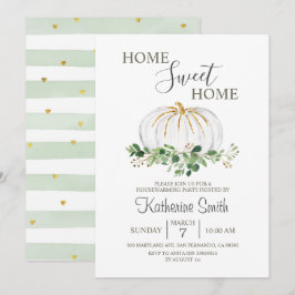 White Pumpkin Housewarming Greenery Floral Party Kaart