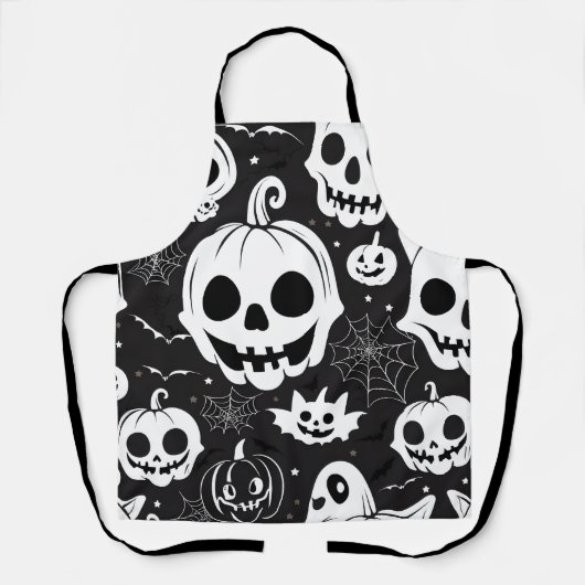 White Pumpkin Jack O Lantern Halloween Schort (Voorkant)