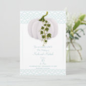 White Pumpkin Light Blue Storybook Fall Weddenscha Kaart (Staand voorkant)