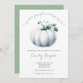 White Pumpkin Little Pumpkin Birthday Party Invite Kaart