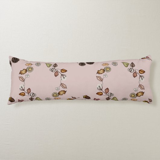 White Pumpkin met een Autumn Leaves Lichaamskussen (Voorkant)