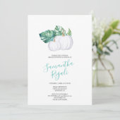 WHITE PUMPKIN Monstera Rehearsal Dinner Invite Kaart (Staand voorkant)