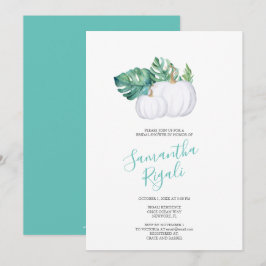 WHITE PUMPKIN Monstera Rehearsal Dinner Invite Kaart