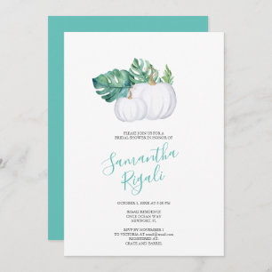 WHITE PUMPKIN Monstera Rehearsal Dinner Invite Kaart