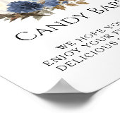 White Pumpkin Navy Blue Herfst Floral Snoep Bar Si Poster (Hoek)