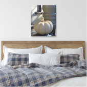 White Pumpkin on the Railing - Martha's Vineyard Canvas Afdruk (Insitu (Slaapkamer))