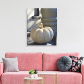 White Pumpkin on the Railing - Martha's Vineyard Canvas Afdruk (Insitu (Woonkamer))