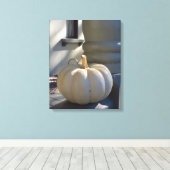 White Pumpkin on the Railing - Martha's Vineyard Canvas Afdruk (Insitu (Houten vloer))