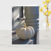 White Pumpkin on the Railing - Martha's Vineyard Kaart (Gele Bloem)
