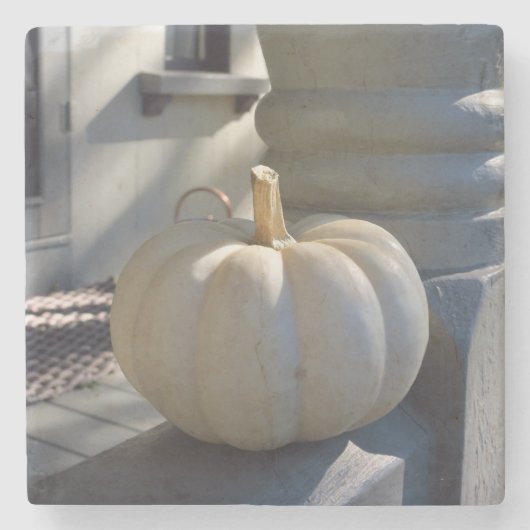White Pumpkin on the Railing - Martha's Vineyard Stenen Onderzetter (Voorkant)