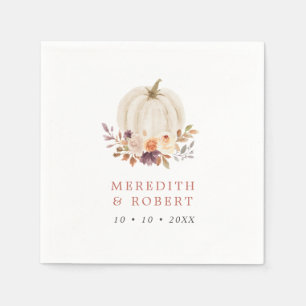 White Pumpkin Paars & Terracotta Floral Wedding Servet