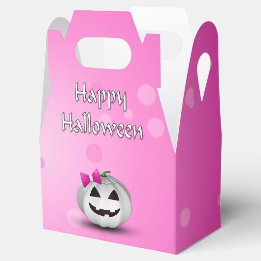 White Pumpkin Pink Girly Halloween Bedankdoosjes (Geopend)