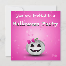White Pumpkin Pink Girly Halloween Kaart