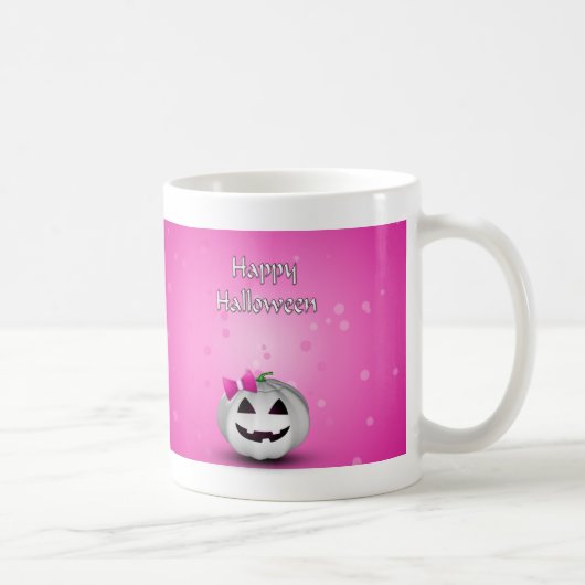 White Pumpkin Pink Girly Halloween Koffiemok (Rechts)