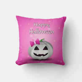 White Pumpkin Pink Girly Halloween Kussen