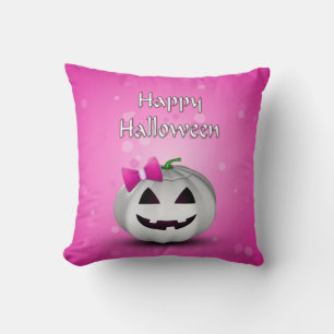 White Pumpkin Pink Girly Halloween Kussen
