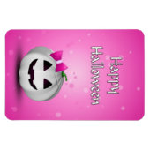 White Pumpkin Pink Girly Halloween Magneet (Horizontaal)