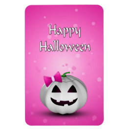 White Pumpkin Pink Girly Halloween Magneet