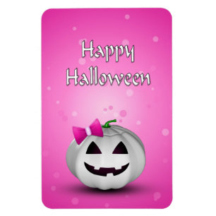 White Pumpkin Pink Girly Halloween Magneet