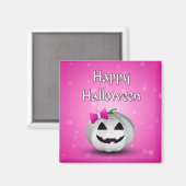 White Pumpkin Pink Girly Halloween Magneet (Voorkant / Achterkant)