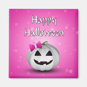 White Pumpkin Pink Girly Halloween Magneet (Voorkant)