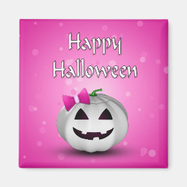 White Pumpkin Pink Girly Halloween Magneet