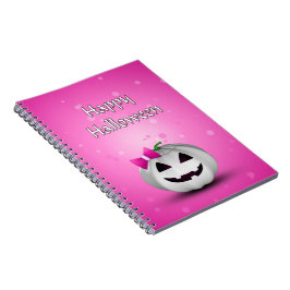 White Pumpkin Pink Girly Halloween Notitieboek