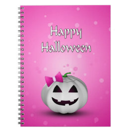 White Pumpkin Pink Girly Halloween Notitieboek