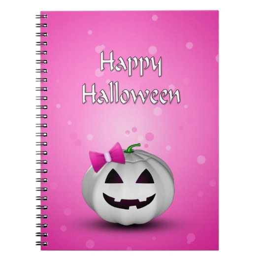 White Pumpkin Pink Girly Halloween Notitieboek (Voorkant)